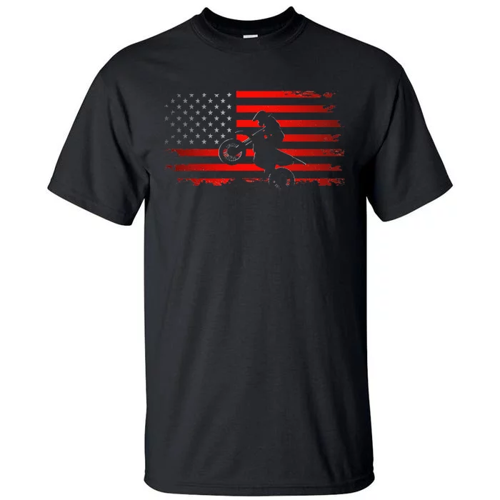 American Flag Motocross Motocross Dirt Bike Tall T-Shirt