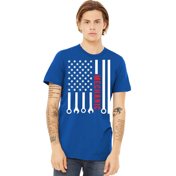 American Flag Mechanic Design Gift Premium T-Shirt