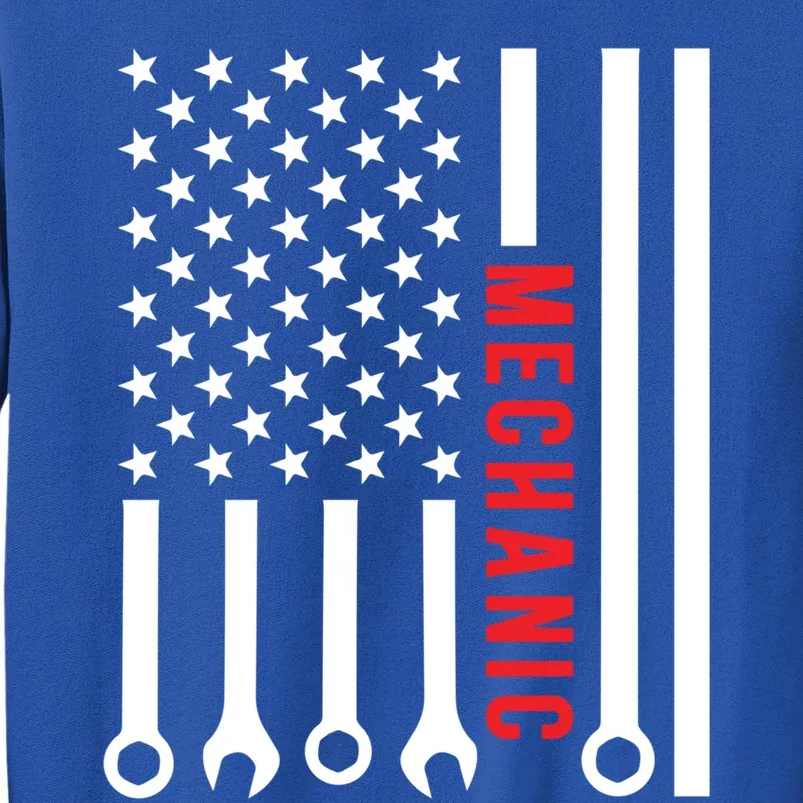 American Flag Mechanic Design Gift Tall Sweatshirt