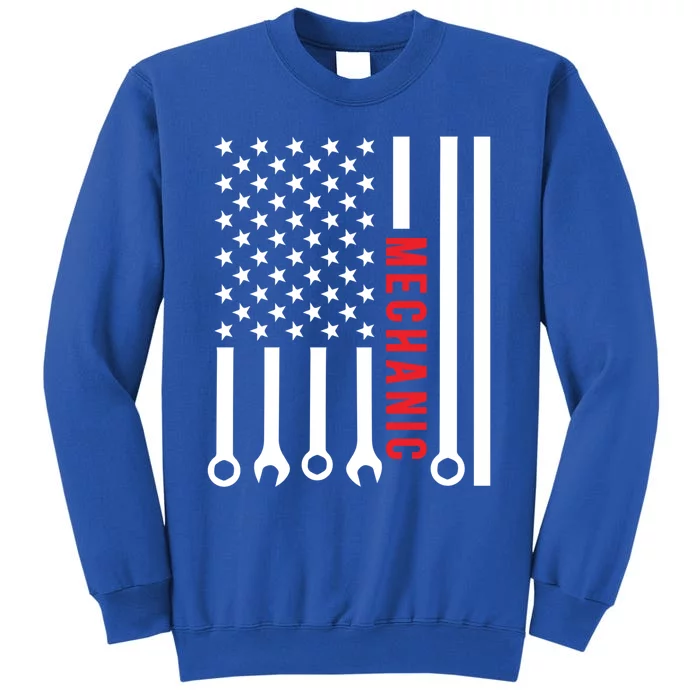 American Flag Mechanic Design Gift Tall Sweatshirt