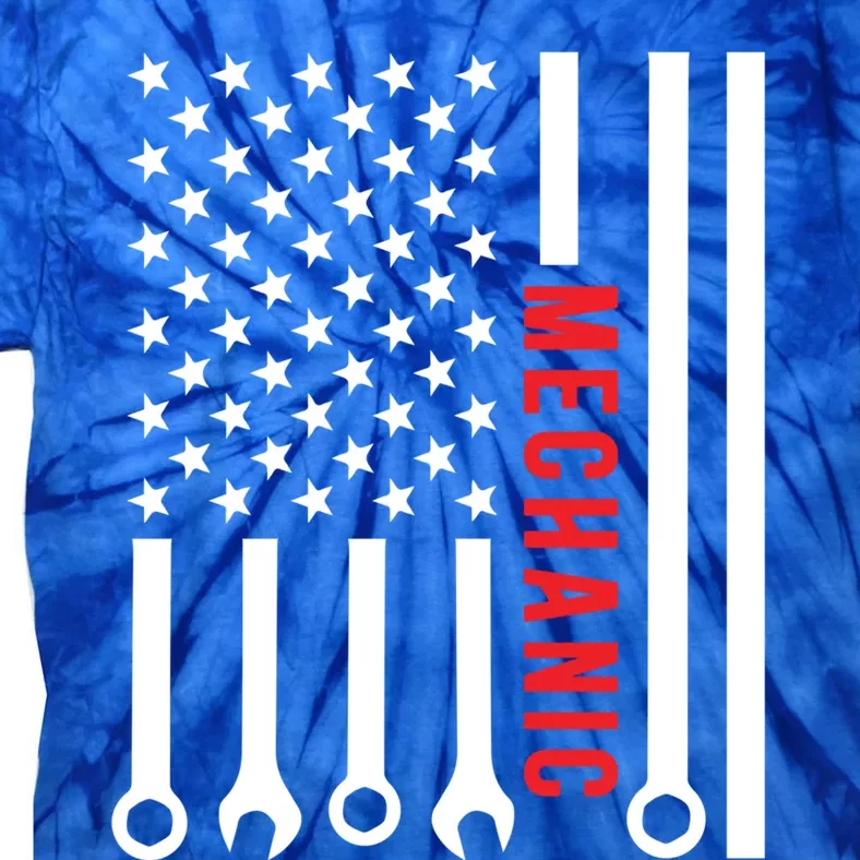 American Flag Mechanic Design Gift Tie-Dye T-Shirt