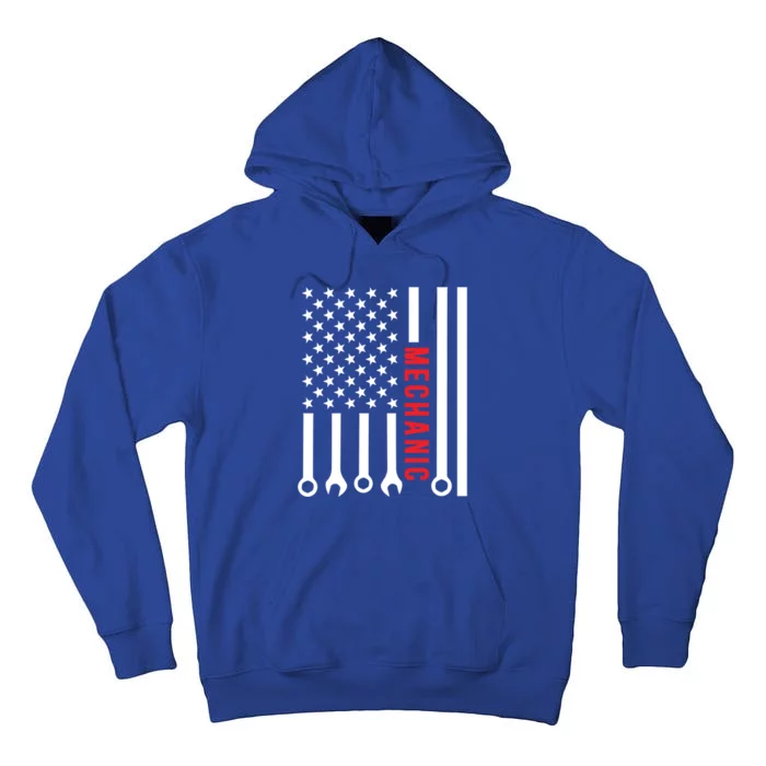 American Flag Mechanic Design Gift Tall Hoodie