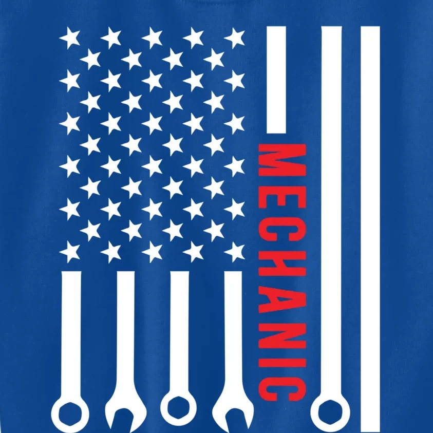 American Flag Mechanic Design Gift Kids Sweatshirt