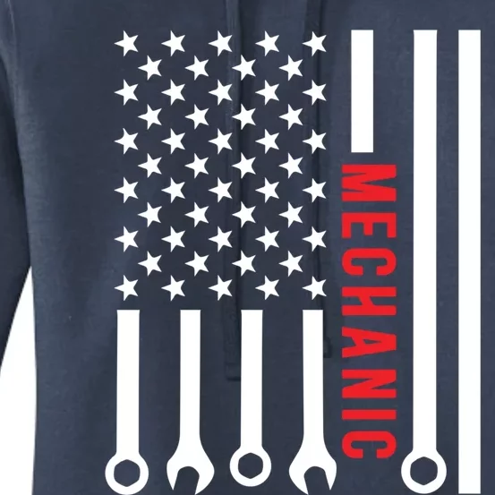 American Flag Mechanic Design Gift Women's Pullover Hoodie