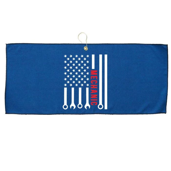 American Flag Mechanic Design Gift Large Microfiber Waffle Golf Towel