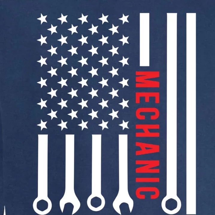 American Flag Mechanic Design Gift Garment-Dyed Sweatshirt