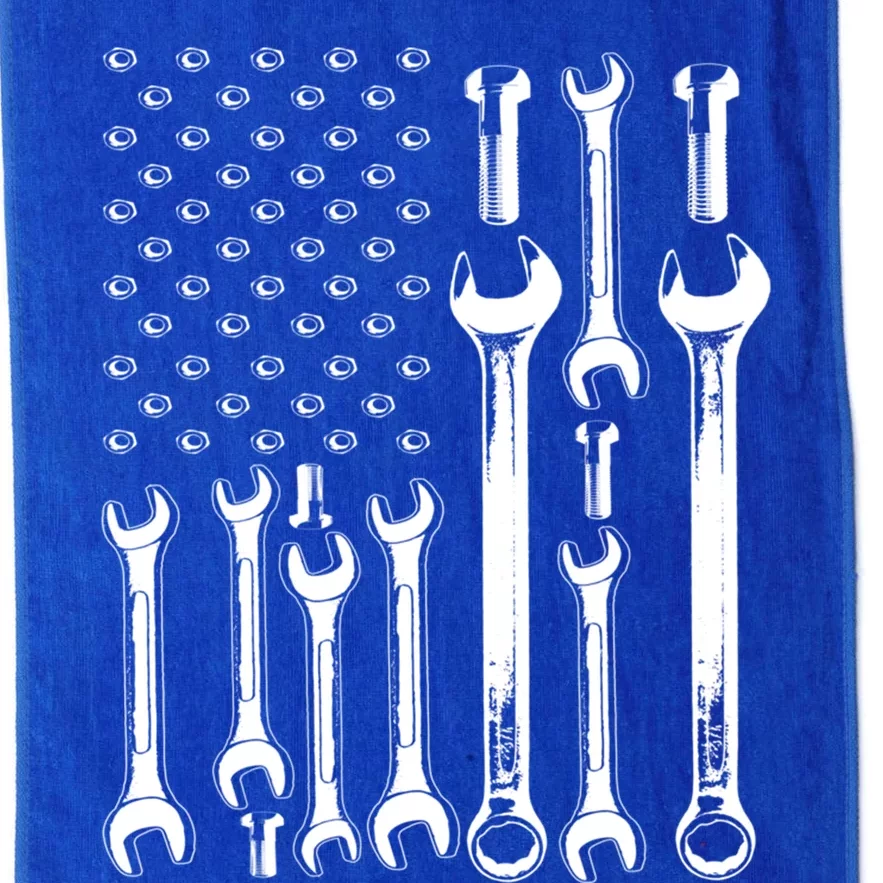 American Flag Mechanic Patriotic Funny Auto Wrench Funny Gift Platinum Collection Golf Towel