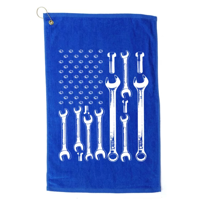 American Flag Mechanic Patriotic Funny Auto Wrench Funny Gift Platinum Collection Golf Towel