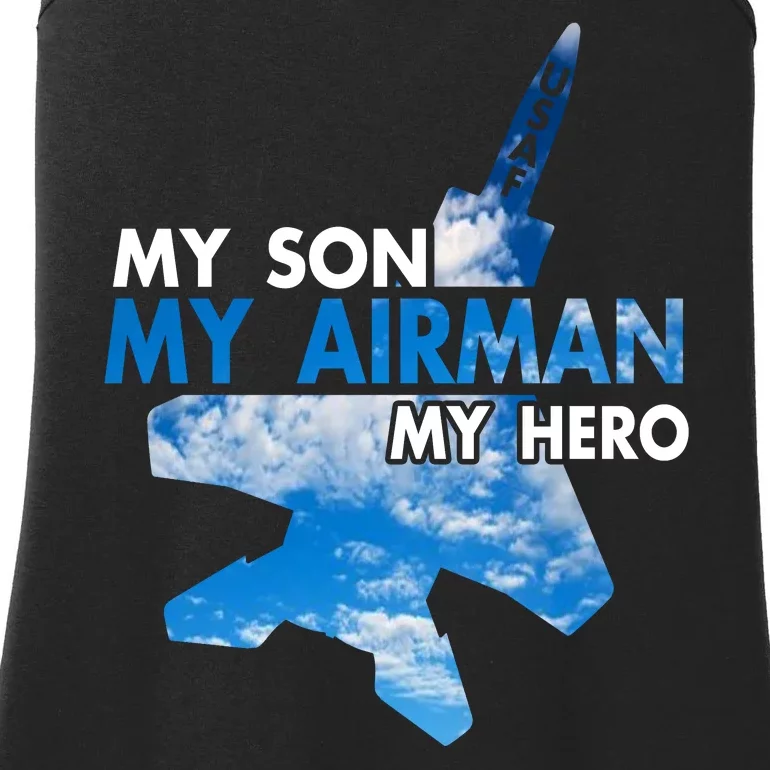 Air Force Mom My Son My Airman Hero Air Force Dad Gift Ladies Essential Tank