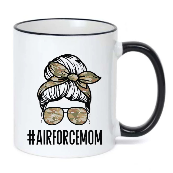 Air Force Mom Messy Bun Sunglasses Military Mom Mother's Day Black Color Changing Mug