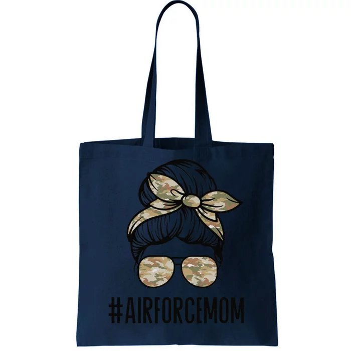 Air Force Mom Messy Bun Sunglasses Military Mom Mother's Day Tote Bag