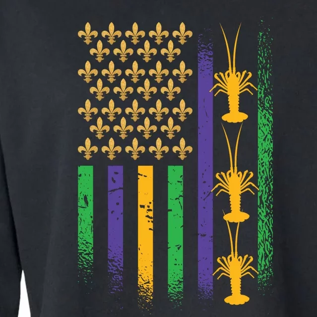 American Flag Mardi Gras Cropped Pullover Crew