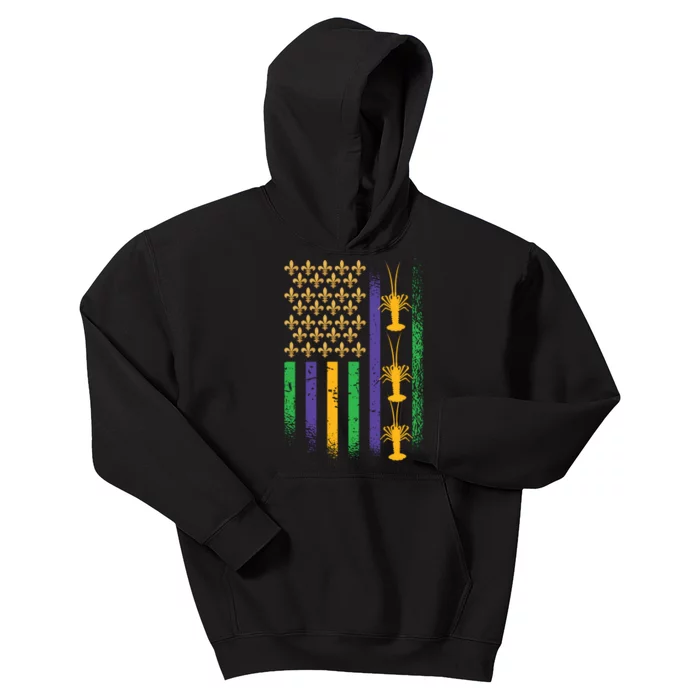 American Flag Mardi Gras Kids Hoodie