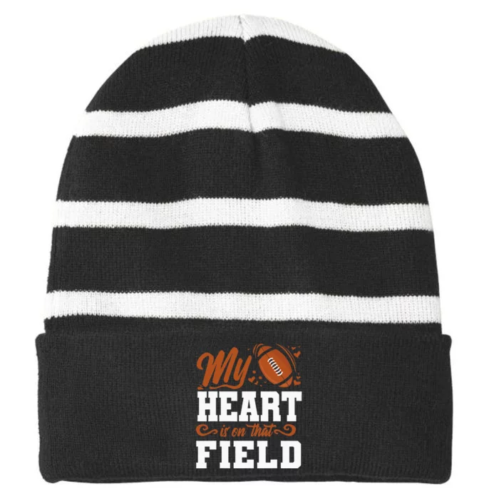 American Football Mom  American Football Lover Striped Beanie with Solid Band