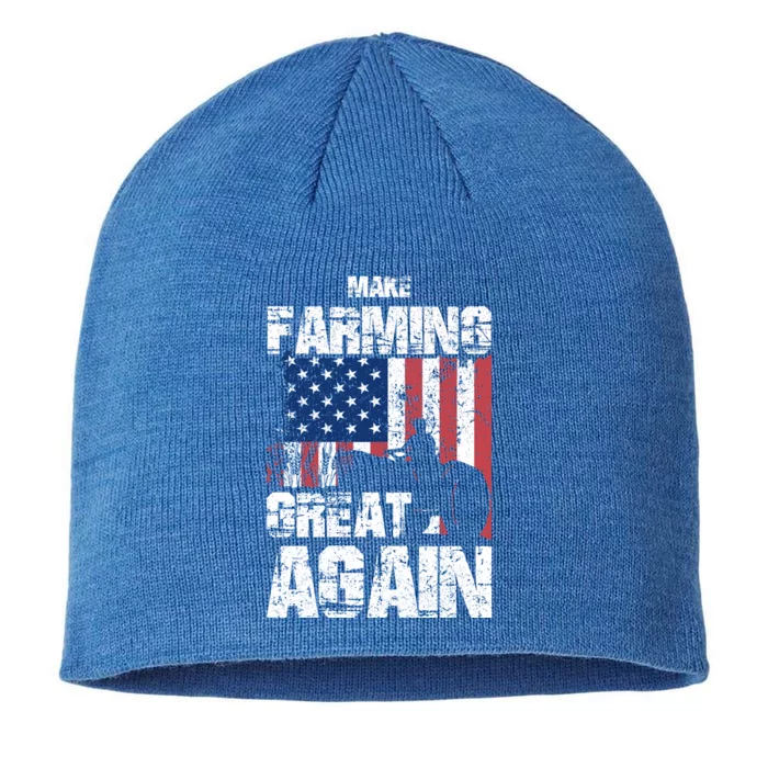 American Flag Make Farming Great Again Farm Gift For Farmers Cute Gift 8 1/2in Sustainable Knit Beanie