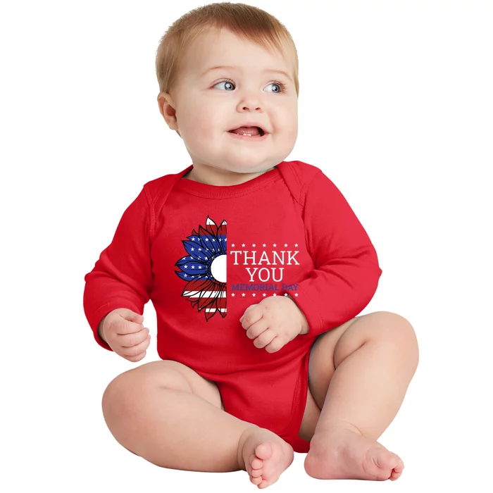 American Flag Memorial Day Memorial Day Design Baby Long Sleeve Bodysuit