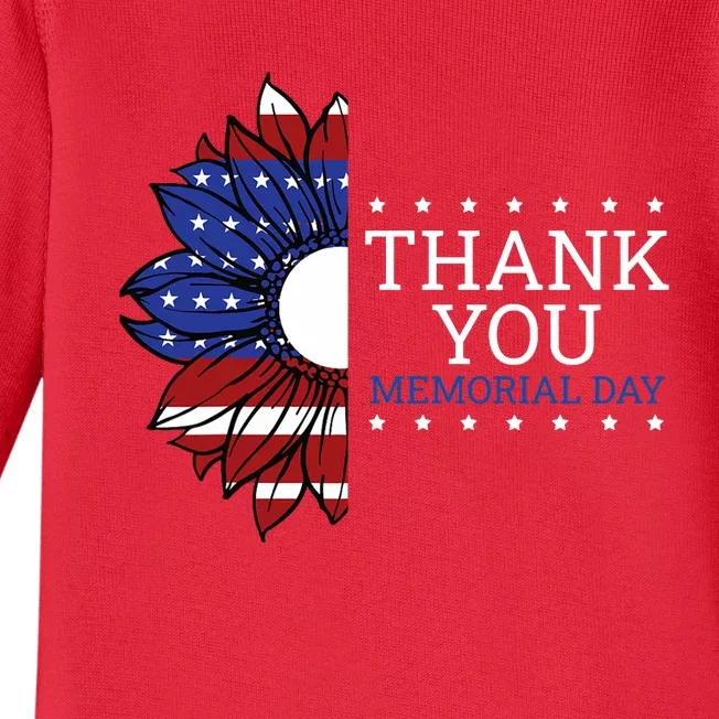 American Flag Memorial Day Memorial Day Design Baby Long Sleeve Bodysuit