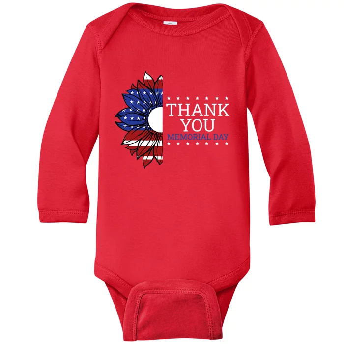 American Flag Memorial Day Memorial Day Design Baby Long Sleeve Bodysuit