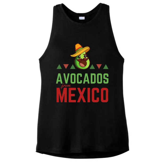 Avocados From Mexico Mexican Day Flag Avocado Costume Ladies Tri-Blend Wicking Tank