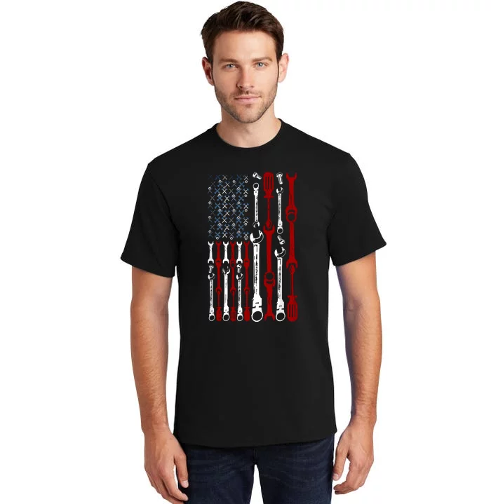 American Flag Mechanics Patriotic Mechanic Usa Flag Tall T-Shirt