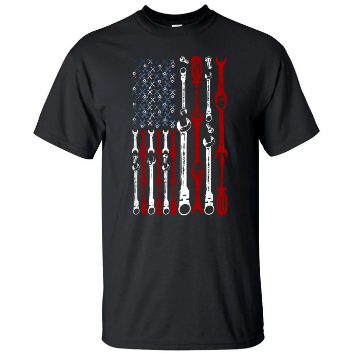 American Flag Mechanics Patriotic Mechanic Usa Flag Tall T-Shirt