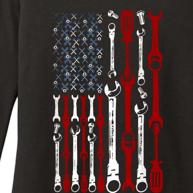 American Flag Mechanics Patriotic Mechanic Usa Flag Womens CVC Long Sleeve Shirt