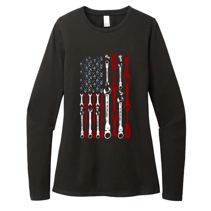 American Flag Mechanics Patriotic Mechanic Usa Flag Womens CVC Long Sleeve Shirt