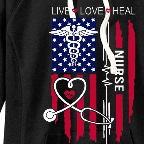 American Flag Nurse Day Gifts Week Gift Nurse NurseS Day Women's Fleece Hoodie