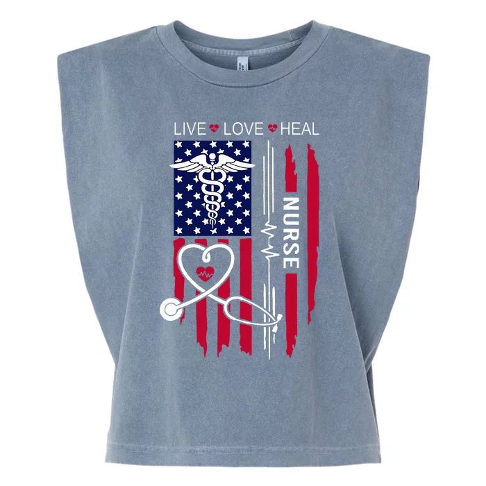 American Flag Nurse Day Gifts Week Gift Nurse NurseS Day Garment-Dyed Women's Muscle Tee