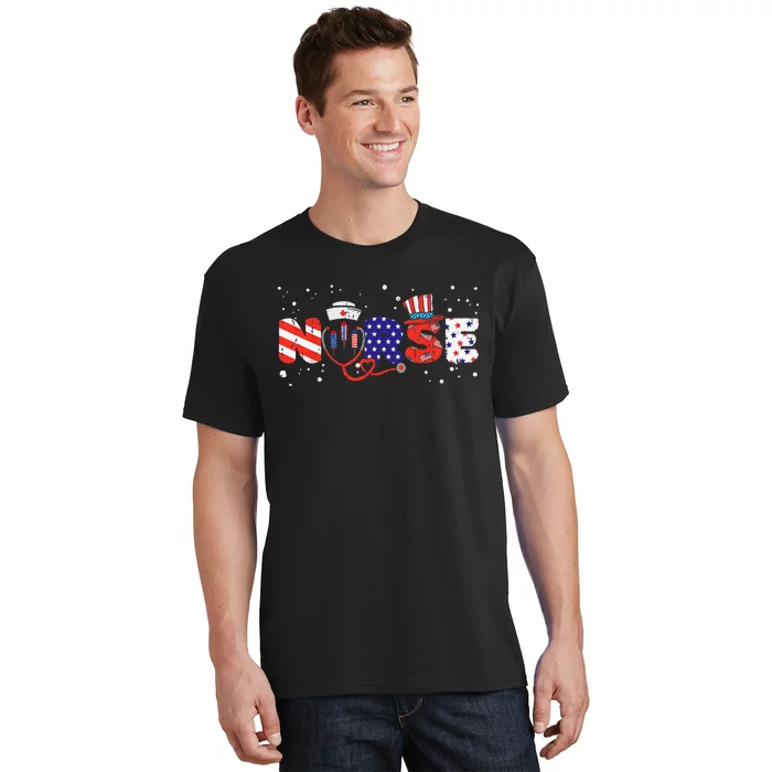 American Flag Nurse 4th Of July RN LPN Nursing Memorial Day T-Shirt