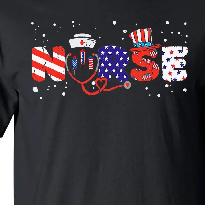 American Flag Nurse 4th Of July RN LPN Nursing Memorial Day Tall T-Shirt