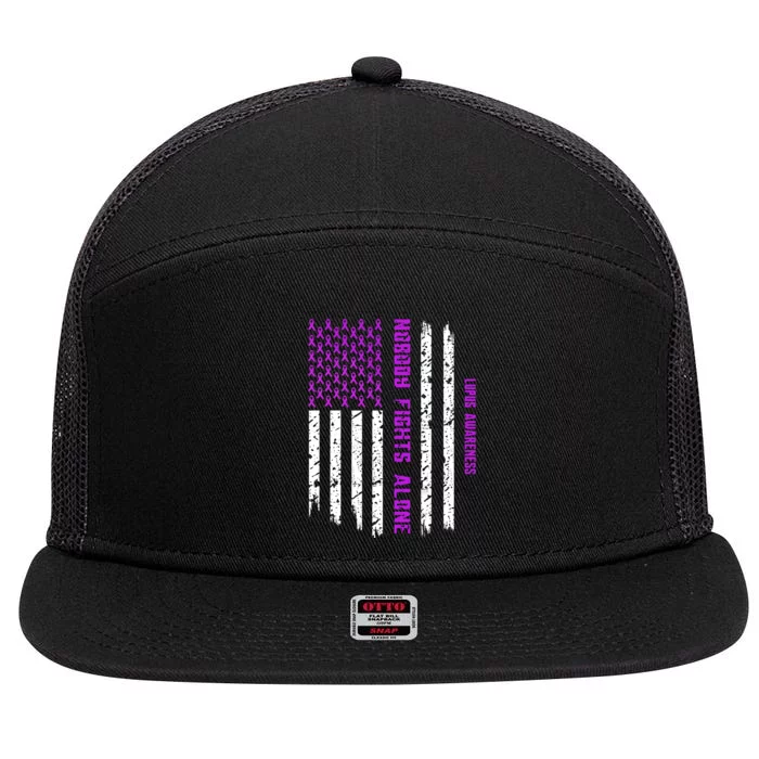 American Flag Nobody Fights Lupus Alone 7 Panel Mesh Trucker Snapback Hat