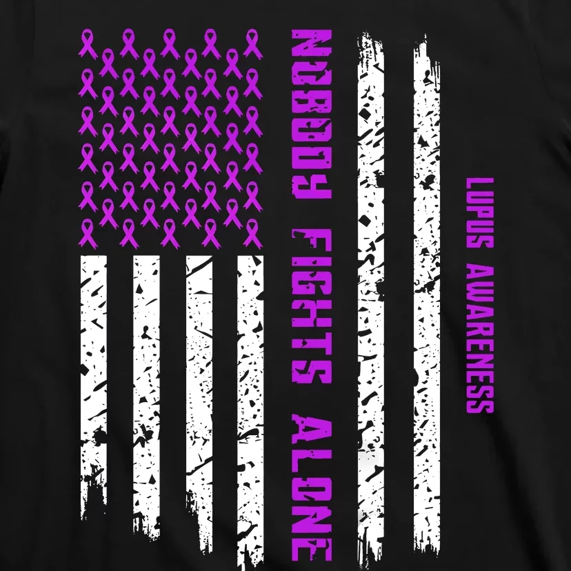 American Flag Nobody Fights Lupus Alone T-Shirt