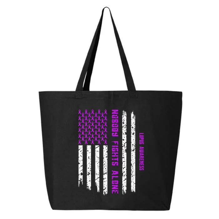 American Flag Nobody Fights Lupus Alone 25L Jumbo Tote