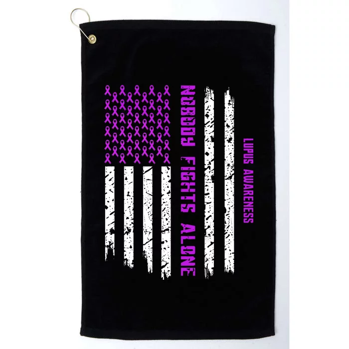 American Flag Nobody Fights Lupus Alone Platinum Collection Golf Towel