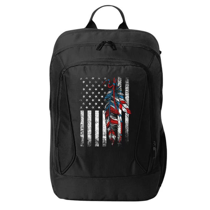 American Flag Native Feather Pride Month Indigenous City Backpack