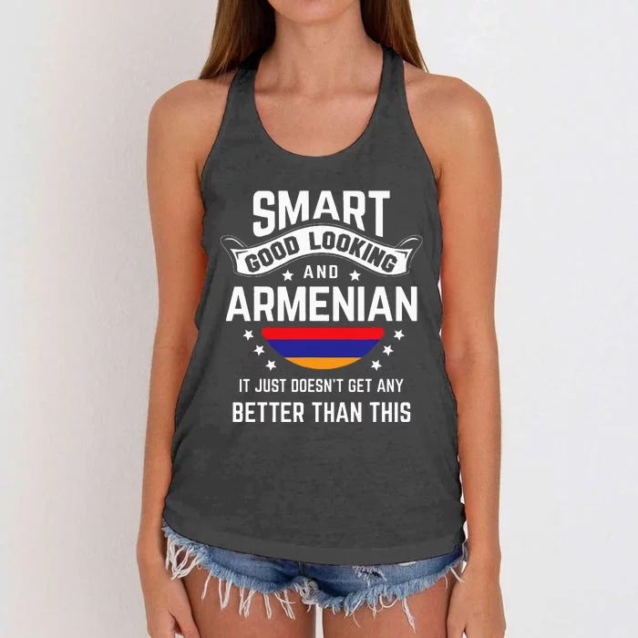 Armenian Flag Native Pride Funny Armenia Armenian Roots Women's Knotted Racerback Tank