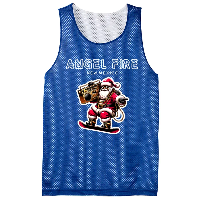 Angel Fire New Mexico Christmas Snowboard Santa Claus Great Gift Mesh Reversible Basketball Jersey Tank