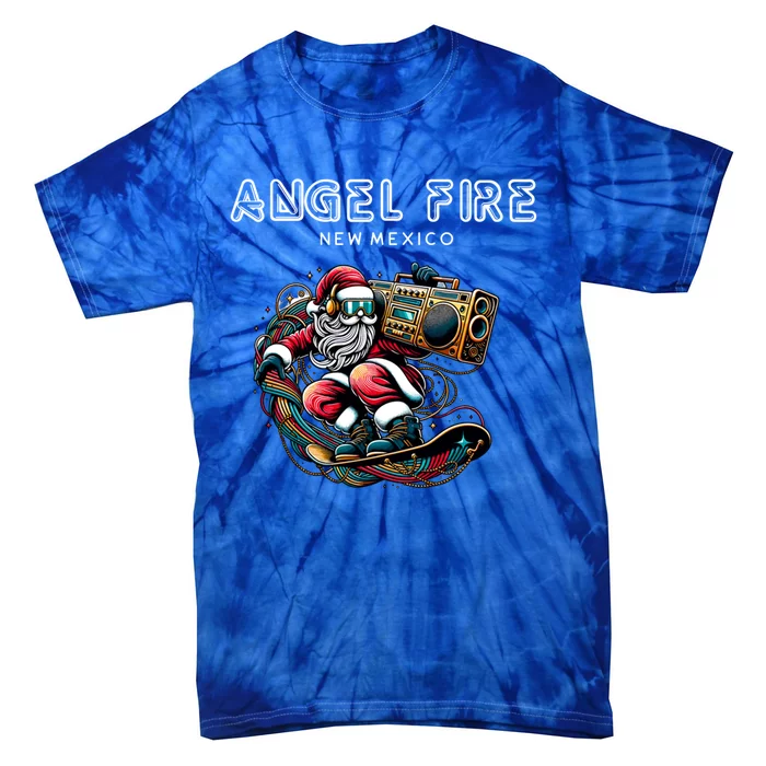 Angel Fire New Mexico Cool Snowboard Christmas Santa Gift Tie-Dye T-Shirt