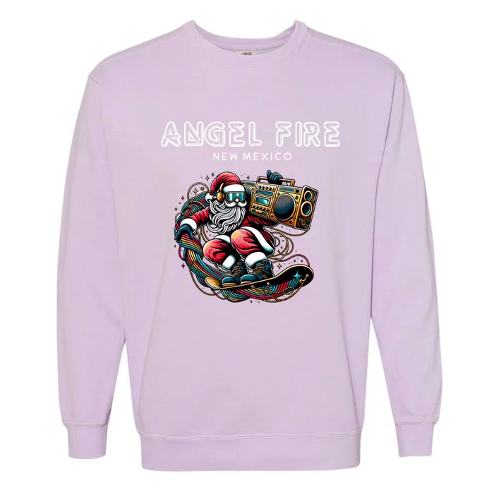 Angel Fire New Mexico Cool Snowboard Christmas Santa Gift Garment-Dyed Sweatshirt