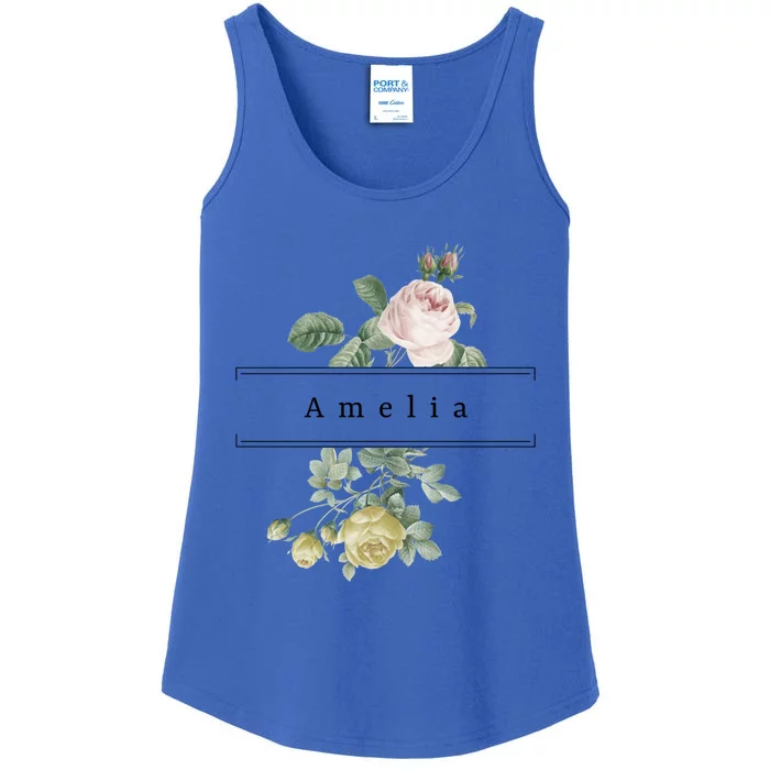 Amelia First Name Vintage Roses Wedding Shower Rose Gift Ladies Essential Tank