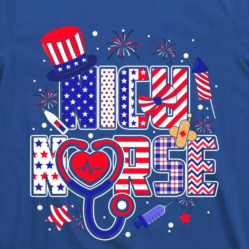 American Flag Nicu Nurse 4th Of July Nursing Funny Mom Mama Gift T-Shirt