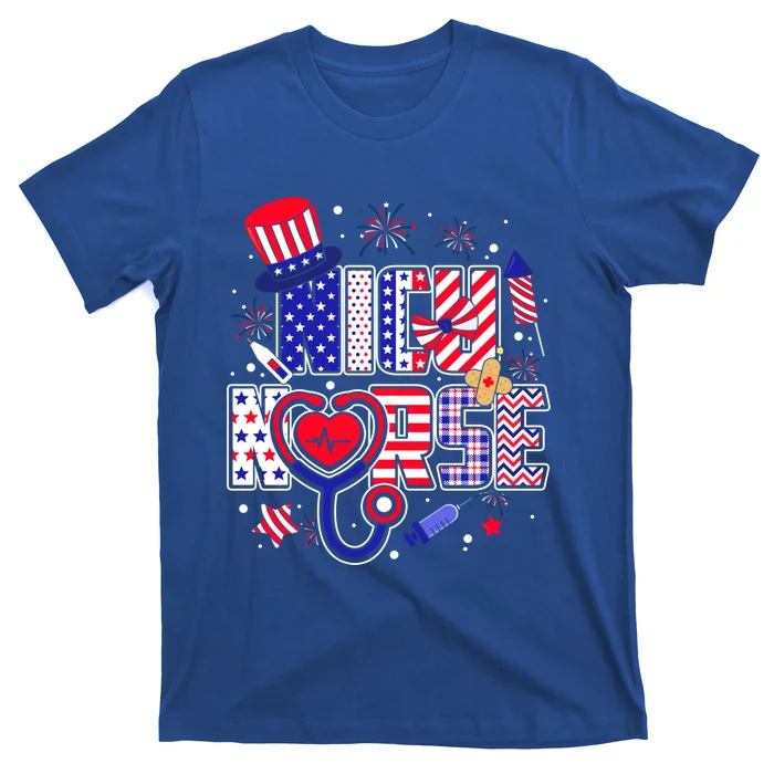 American Flag Nicu Nurse 4th Of July Nursing Funny Mom Mama Gift T-Shirt