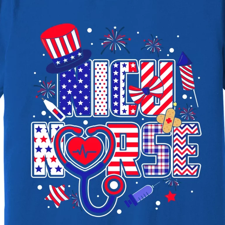 American Flag Nicu Nurse 4th Of July Nursing Funny Mom Mama Gift Premium T-Shirt