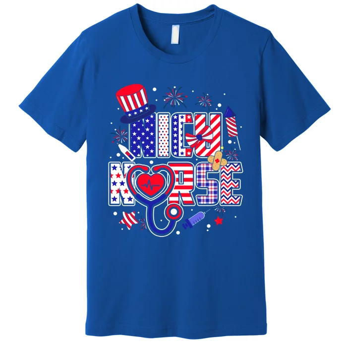 American Flag Nicu Nurse 4th Of July Nursing Funny Mom Mama Gift Premium T-Shirt