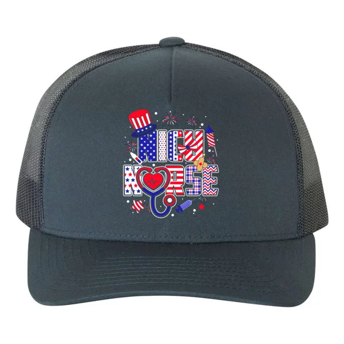 American Flag Nicu Nurse 4th Of July Nursing Funny Mom Mama Gift Yupoong Adult 5-Panel Trucker Hat