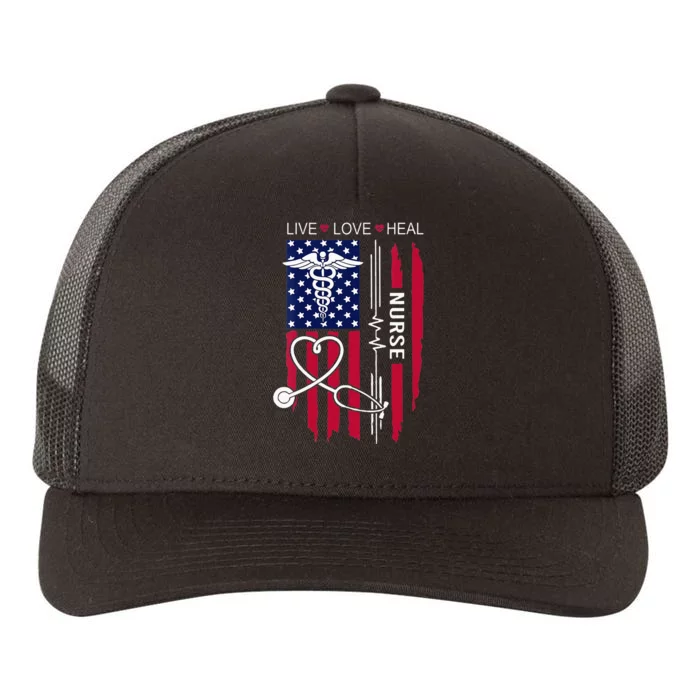 American Flag Nurse Day Gifts Week Gift Nurse Nurses Day Yupoong Adult 5-Panel Trucker Hat