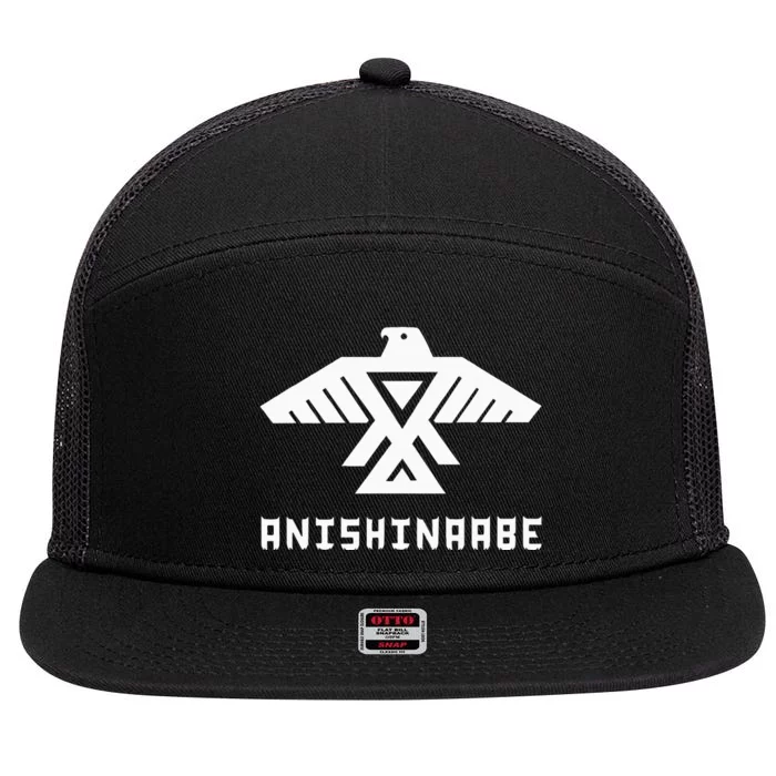 Anishinaabe First Nations Thunderbird Ojibwe Indigenous 7 Panel Mesh Trucker Snapback Hat