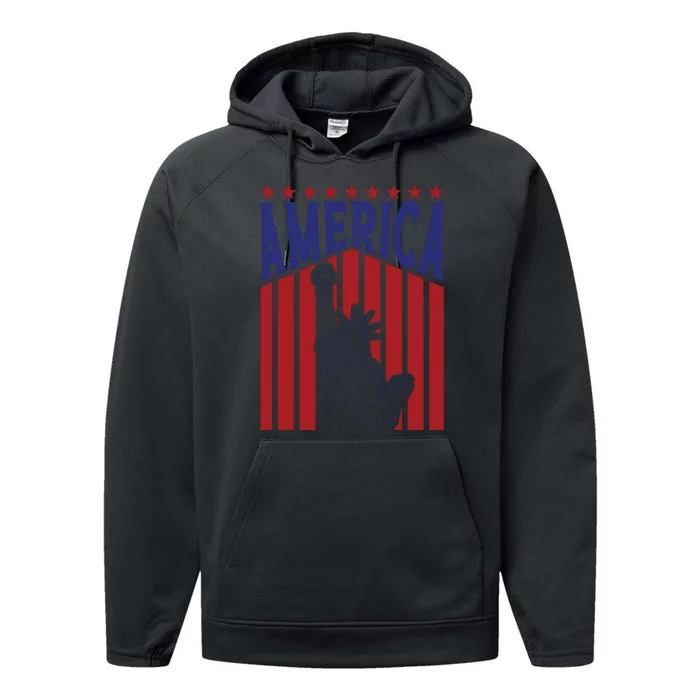 America Fourth Of July Usa Patriotic Graphic Performance Fleece Hoodie