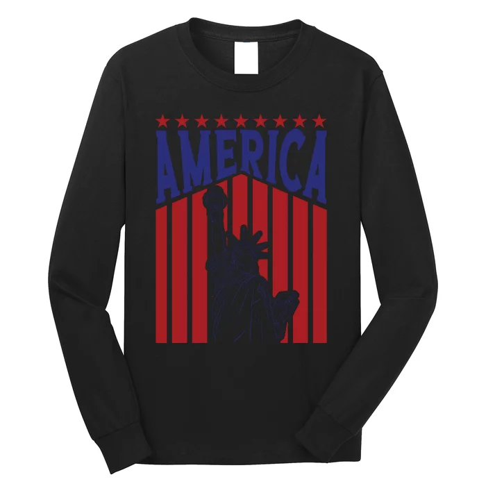 America Fourth Of July Usa Patriotic Graphic Long Sleeve Shirt